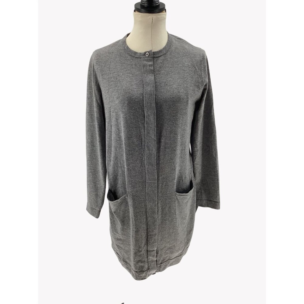 J.Jill Gray Open Front Long Cardigan With Pockets Womens Est Size M - Picture 2 of 8